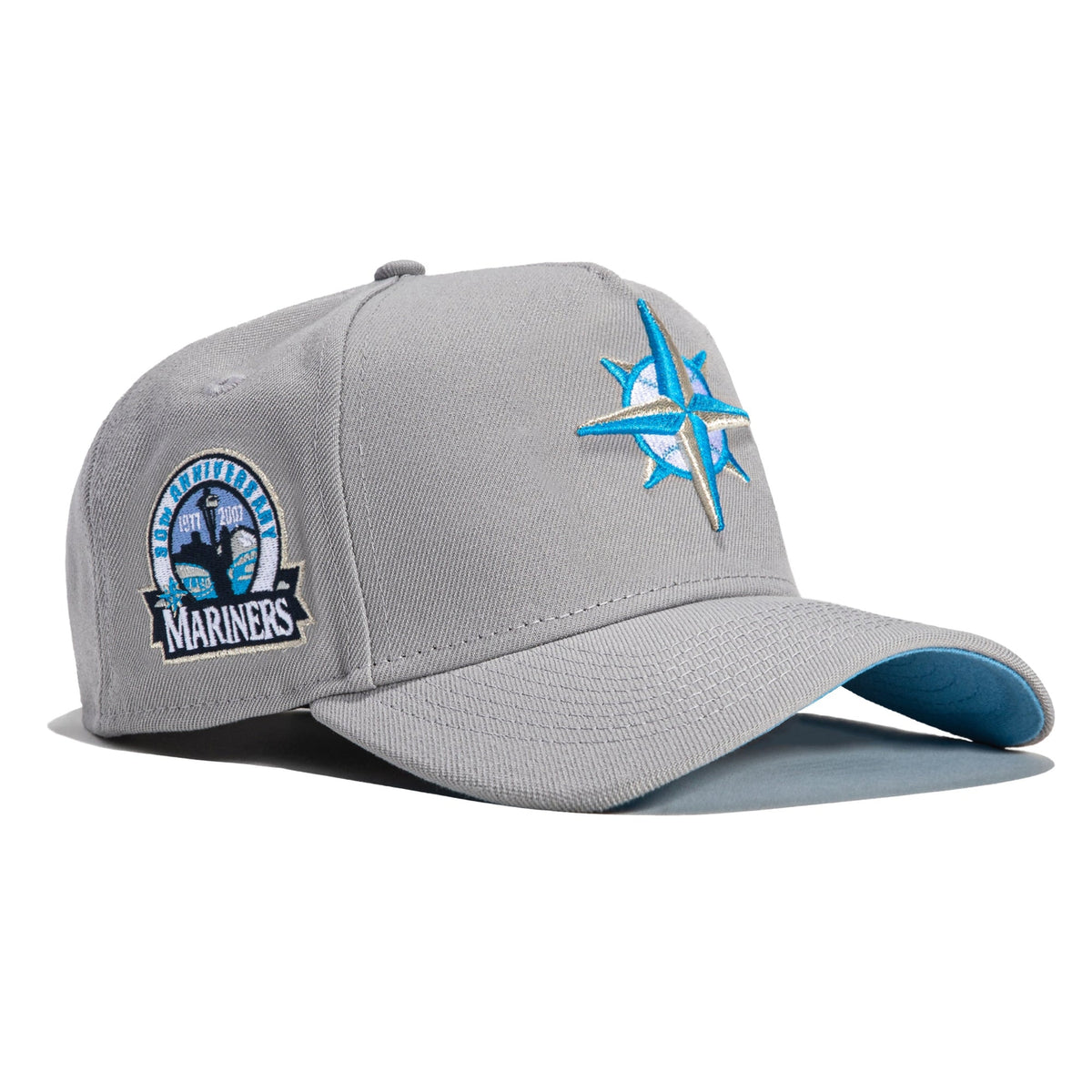 New Era 9FORTY A-Frame Seattle Mariners Snapback Hat - Light Blue